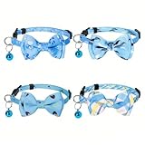 [Contenu Du Produit] Vous Recevrez 4 Colliers De Chat Bleus.La Taille De Chaque Collier Peut Être Ajustée À 19-30Cm, La Largeur Est De 1Cm Et La Couleur Est Bleue, Ce Qui Convient Aux Chats Et Aux Petits Chiens.