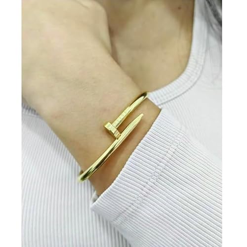 Image of Okos Gold Plated Fashion Jewellery Stainless Steel Anti Tarnish Cuff Band Style Bangle Bracelet with White CZ Stones For Girls and Women CO0025