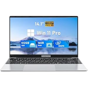 Portátil para juegos de 14 pulgadas, computadora portátil 2025 Win 11 Pro, 16 GB de RAM 512 GB SSD, procesador Intel N5095 de 11.ª generación (hasta 2.9 GHz), FHD 1920 x 1080