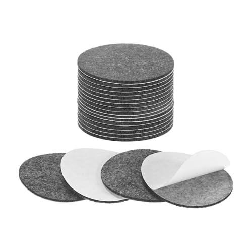 M METERXITY 20-Pack Lamp Base Felt, 2.5 Inch Dia. 2mm Thick Self Adhesive Round Fabric Felt Pads for Lamp/Furniture/DIY, Non-Slip Fiber Backed Patch Circles with Adhesive Backing [Grey]