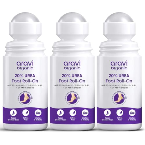 Image of Aravi Organic 20% Urea Foot Cream Roll On | For Dry & Cracked Heels, Diabetic Foot Care, Crack Heel Repair | With 5% Lactic Acid & NMF Complex | Non-Sticky Formula | Softens Rough Feet | Pack Of 3