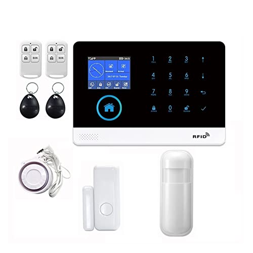 Système de sécurité Domestique Système d'alarme de sécurité Domestique GSM Alarme interphone télécommande numérotation Automatique 433 MHz détecteurs Tuya APP contrôle(B)