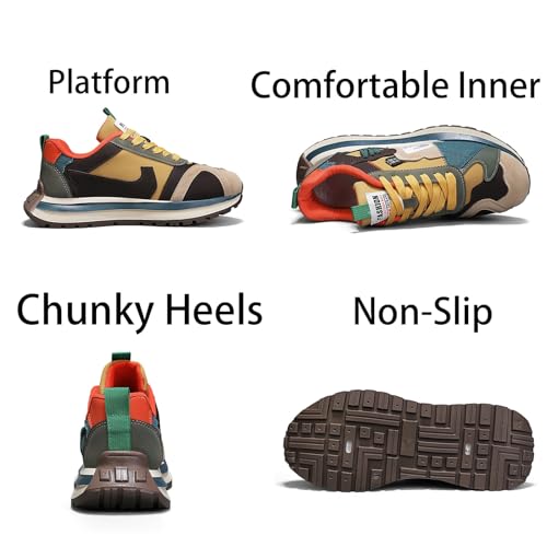Mens Fashion Multicolor Lace-Up Platform Sneakers Low-Top Non Slip Round Toe Casual Chunky Sports Shoes for Gym Sports Tennis Jogging Running Walking4