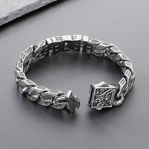 Vintage Cross Men Bracelet Stainless Steel Men's link Bracelet Silver 8.66 Inches Retro Punk Style Mens Jewelry2