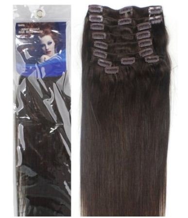 20 inch DARK BROWN (Col 2). Full Head Clip in Human Hair Extensions. Remy Hair!. 100g Weight