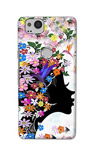 Image of Printed Hard Back Cover Case for Google Pixel 2 Back Cover (Floral Hairstyle Girl) -1803