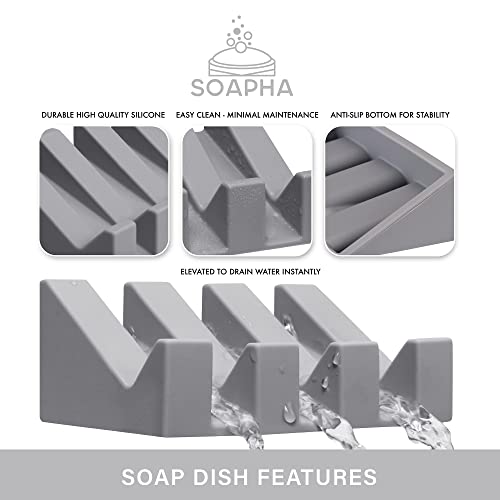 Silicone Soap Dish with Drainage - Soap Dishes for Bathroom Shower, Kitchen, Travel - Self Draining Easy Cleaning Tray Holder Saver - Image 4