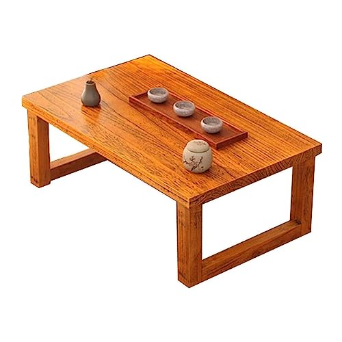 Table basse japonaise tatami balcon bureau d'ordinateur en chêne massif 60cm
