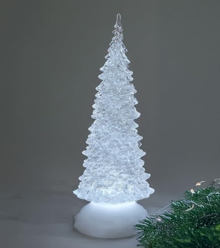 Pirámide de árbol de Navidad con luz y agua, 22 cm), color blanco