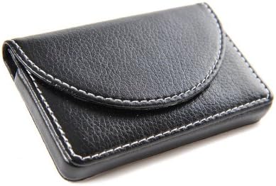 Pindi Black Leather Business Name Card Wallet/Holder with Magnetic Shut (N001-BL US)