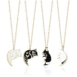 COACOM 4 Pezzi di Catene per Gattini in Bianco E Nero, Collane di Amicizia BFF, Regali Romantici di San Valentino, Adatti A Buoni Amici, Fidanzate E Mogli.