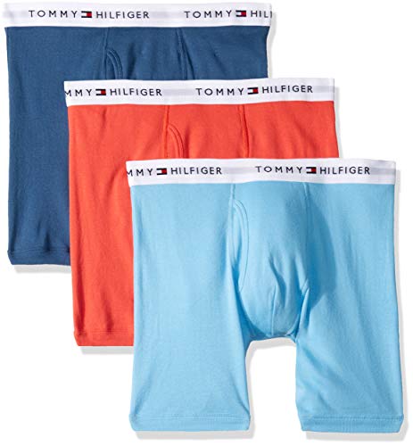 Tommy Hilfiger Men's Underwear Multipack Cotton Classics Boxer Briefs, Spiced Coral, Medium