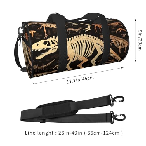 Dinosaur Skeleton Print Duffle Bag for Women Men Personal Item Travel Bags Canvas Weekender Overnight Bag Lightweight Sports Tote Gym Bags Carry On Luggage Bag4