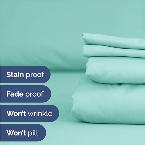 Image of King 6 Piece Bed Sheet Set - Comfy, Breathable & Cooling Sheets - Spa Blue | Ultra Soft Hotel Luxury Bedding Set w / 8-16 Inch Deep Pockets - 1 Flat & 1 Fitted Sheet & 4 Pillowcases - Wrinkle & Fade Free