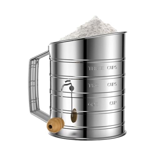 Pomurom Tamizador De Harina | Tamizador De Harina Acero Inoxidable 720 ml para Hornear - Cernidor Azúcar Herramienta De Cocina Alimenticio,Dosificador para Azúcar é En Repostería Pasteles Tartas Pan