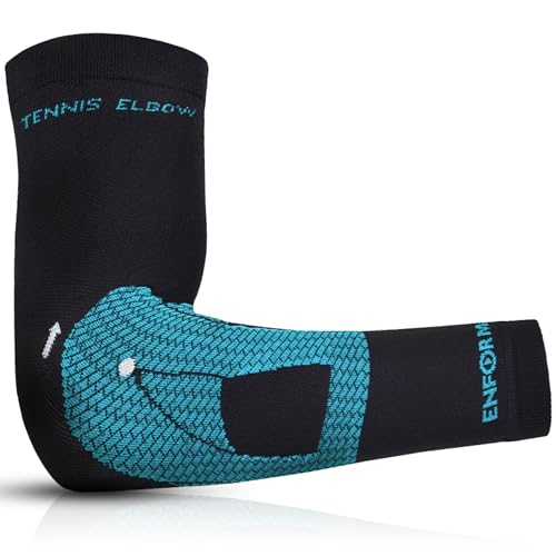 Enforma® TENNIS ELBOW - Codera Epicondilitis Hombre y Mujer | Soporte Codo para Tendinitis y Dolor Muscular | Manga Compresión brazo para Deportes y Uso Diario (Medium, Derecho)