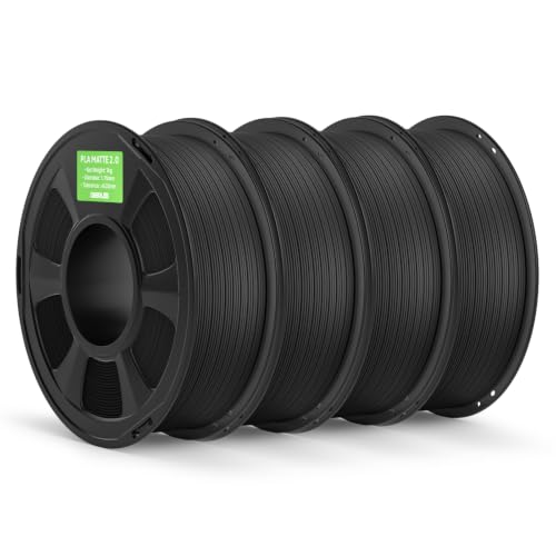 Image of Matte PLA 2.0 Filament 1.75mm, 3D Printer Filament Dimensional Accuracy + /- 0.02mm, No Clogging, Smooth Texture, 4KG Grey Black