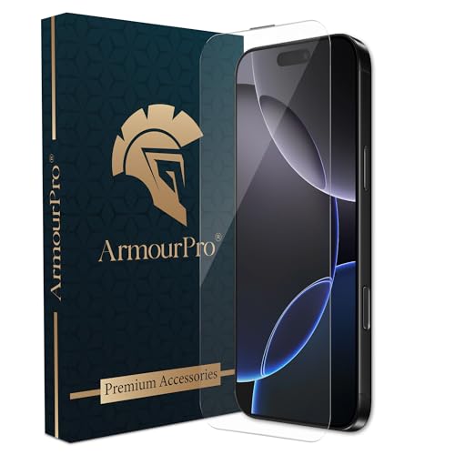 Image of ArmourPro Military-Grade Gorilla Borderless Tempered Glass for iPhone 16 and iPhone 15 (6.1 Inches) with Installation Kit | Anti Dust Mesh Filter, Shatterproof, Full Screen Coverage