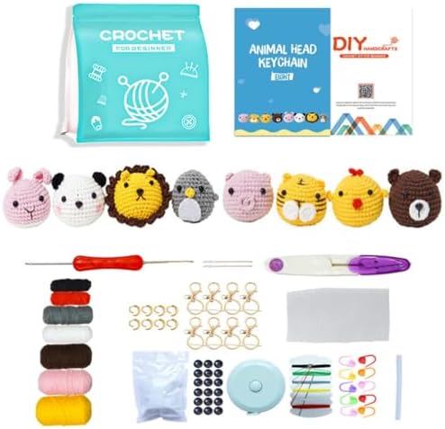 Kit Crochet Débutant Pour Peluches Animaux - Inclus Aiguilles, Laine, Instructions - DIY Adulte Enfant Kit Complet Crochet Débutant
