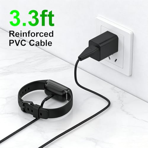Image of ZORBES Charger for Fitbit Charge 6 /Charge 5 /Luxe Health & Fitness Tracker, 3.3ft PVC Charger Cord with Reset Button, USB to 2-Pin Magnetic Smart Watch Charging Cable Replacement