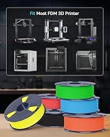 SUNLU Bundle PETG Schnell 3D Filament, Filament für 3D Drucker mit hoher Geschwindigkeit 30-600mm/s, 1.75mm±0,02 mm, 0.25kg/Spule, Gesamt 2kg, Schwarz+Weiß+Grau+Rot+Blau+Grün+Gelb+Orange – Ansicht 8