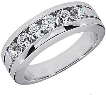 1.00 ct TW Men's Round Cut Diamond Wedding Band Ring in 14 kt White Gold