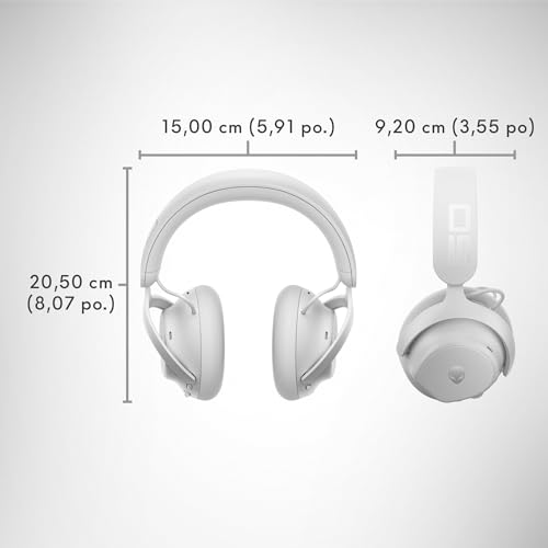 Alienware Pro Casque Gaming sans Fil – Haut-parleurs 50 mm en graphène, ANC Hybride, 75h d’autonomie, AI Micro, Alienware Command Center, Lunar Light