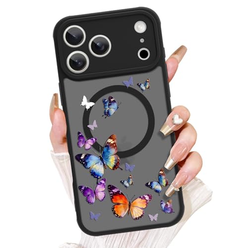 Coque iPhone 17 Pro Max MagSafe Transparente avec Motif Papillon AIGOMARA
