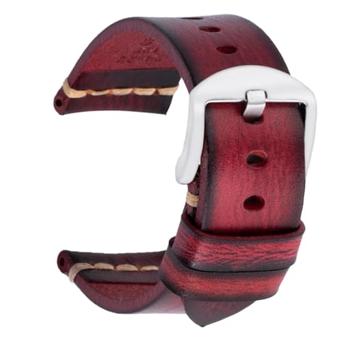 [ȓX] WCC00816 nhCh C^AJ[tXL EHb`oh |bV Be[W 18 19 20 21 22 24 26MM U[XgbvAAeB[NBe[W(Red silver buckle,20mm)