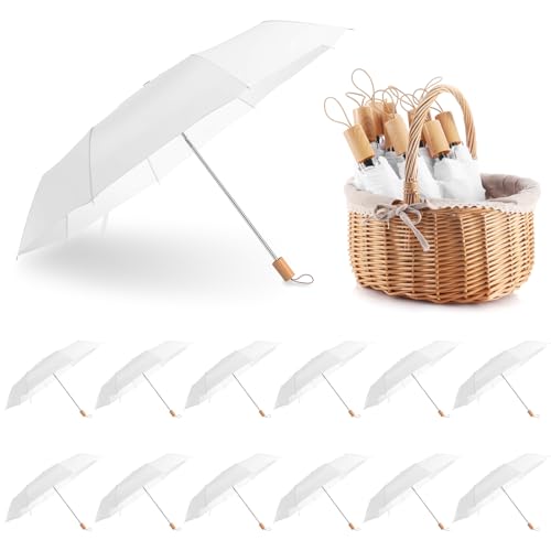 Sunnymove 12 Pcs Wedding Umbrellas Bulk White Folding Umbrella for