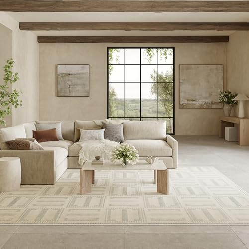 Nourison Home Nordic Ivory Blue 8' x 10' Area Rug - Easy Clean, Non Shedding, Bed Room, Living Room, Dining Room, Kitchen (8' x 10')