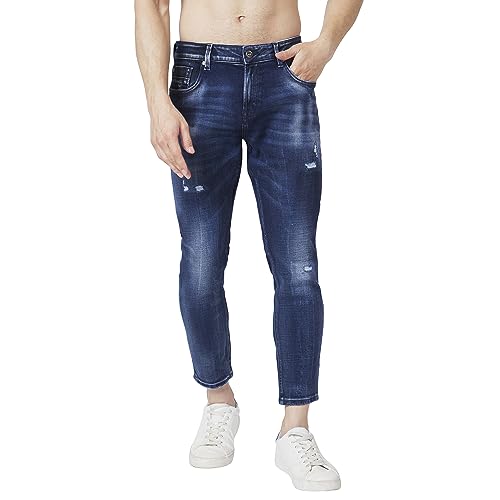 Image of Spykar Men's Kano Slim Fit Mid-Rise Jeans (Ankle Length)