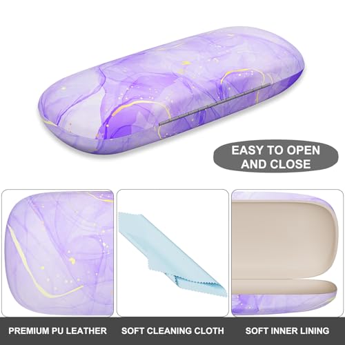 Image of Eyeglasses Case, Portable Hard Shell Protective Case for Glasses, Eyeglass Holder Box for Women with Cleaning Cloth