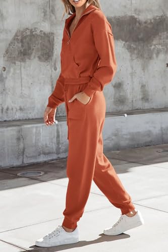 Image of PRETTYGARDEN Women's 2 Piece Sweater Set Pullover Zip Up Sweatshirt Jogger Sweatpants Tracksuit Casual Outfit
