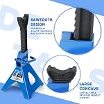 3 Ton (6,000 LBs) Automotive Jack Stands,Heavy Duty Steel Car Lifting Stand for Garages,Repair Shops,Adjustable Height 11.4"-16.8",1 Pair - Image 2