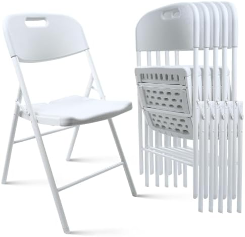 6 Pack Folding Chair, 600 lb Weight Capacity,Indoor/Outdoor Heavy...