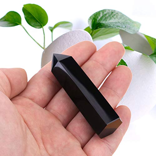 Zwarte Obsidiaan kristalsteen, 1 st. Natuurlijke zwarte obsidiaan genezende kristallen toverstokken zeshoekige staaf pilaar voor chakra reiki genezing en energie werk 5-6cm - Image 6