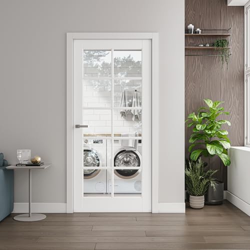 24 Ã— 80 in. 10-Lite Glass and Solid Manufactured Wood Primed Slab Door Without Hardware Kit
