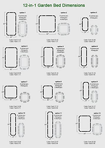 Olle 17" Tall 12-In-1 Sizes Raised Beds For Gardening Galvanized Planter Vegetables Large Metal Garden Outdoors Size 5X5 Feets 8X2 Feets, Ivory #TOP2