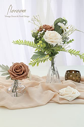 image for Floroom Artificial Flowers 25pcs Real Looking Gold Sparrow & Cream Foa