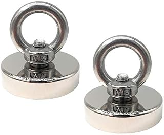 Magnetpro 177 LB (80KG) Pulling Force Fishing Magnets, 48 mm Diameter Super Powerful Big Round Neodymium Magnet, for Magnet Fishing and Salvage in River (Pack of 2)