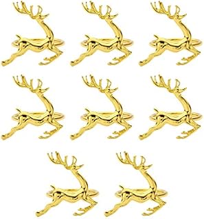 8pcs Christmas Reindeer Napkin Rings Napkin Holders (Golden)
