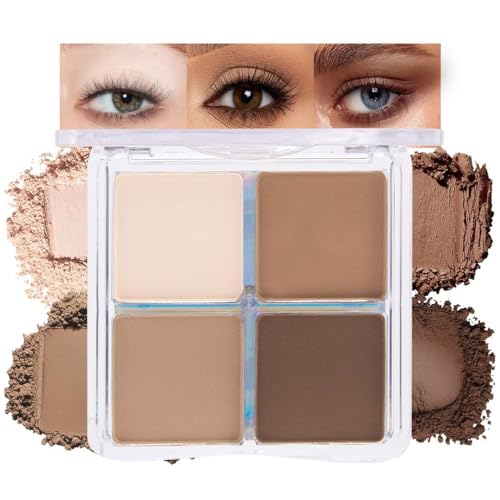 HHLTOH Powder Eyeshadow Quad, Beige Nude Taupe Brown Matte Eye Shadow Palette Makeup, Neutral Vegan Shimmer Quads Eye Shadow Palette for Older Women Pigmented Waterproof, paleta de sombras de ojos, 15