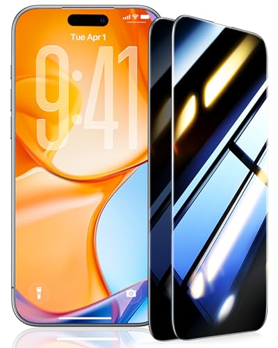 UltraGlass 9H+ Glass for iPhone 15 Pro Max Privacy Screen Protector [Invisible Privacy Armor] Screen Protector 15 Pro Max Tempered [Full Coverage & Longest Durable] 15 ProMax, 2 Pack