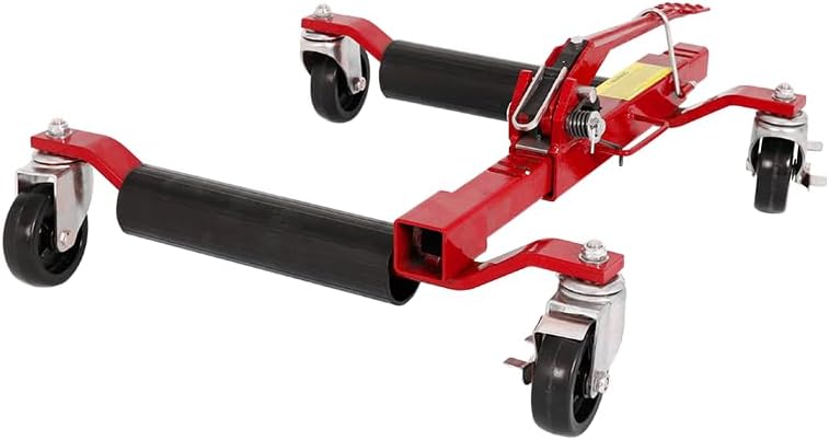 BLACKHORSE-RACING Wheel Dolly Car Skates Mechanic Vehicle Positioning Tire Jack Ratcheting Foot Pedal Lift Car Wheel Dolly Heavy Duty, 1500lbs, Set of 4, Red