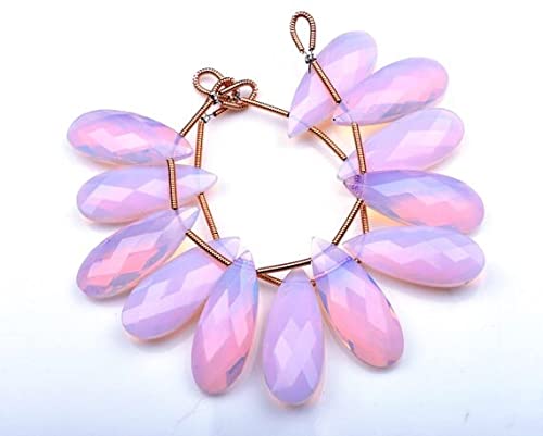 Quartz rose briolette 10x25mm poire facettée pour montage de boucle d'oreille