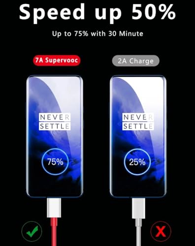 Image of One plus 80W Charging Cable USB to Type C Warp Charger SuperVooc /Dash Fast Charge Cable Compatible for One plus 10R,10 Pro,10T,9RT,9R,8R,8T Charge Cable for 6 /6T7 /7T,Nord (One plus 80w Cable)