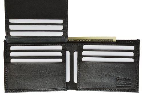 MARSHAL Snake Print Cowhide Leather Bifold Wallet with Flip Id window & Credit card Slots2