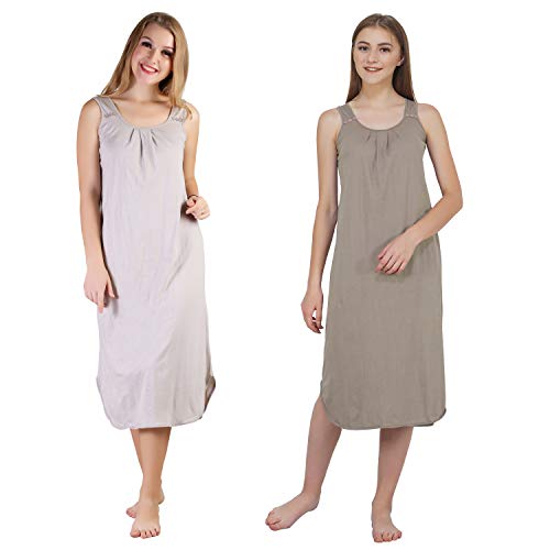 Image of BLAZON Women's Cotton Hosiery Solid Maxi Nighty Slip (Pack of 2) Available Sizes: S, M, L, XL, 2XL, 3XL, 4XL, 5XL