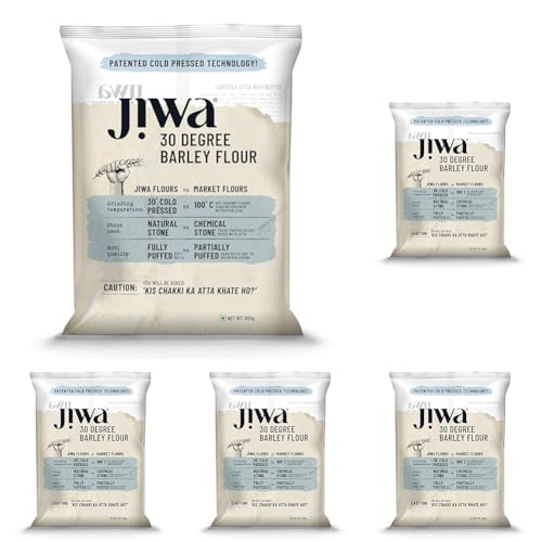 Image of Jiwa 30 Degree Barley Flour /Atta | Patented Cold Pressed Flour | Slow Ground | High Fiber | Jau Atta | 900 g (Pack of 5)